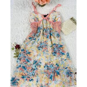 Passion Baby Doll Nighty Lingerie Multicolor Pink Trim Lace Wireless Size Small
